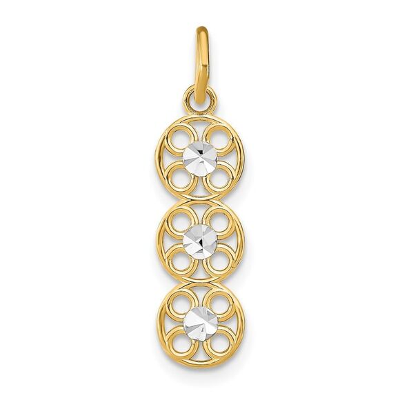 14k Yellow Gold w/Rhodium & D/C 3 Circle Charm